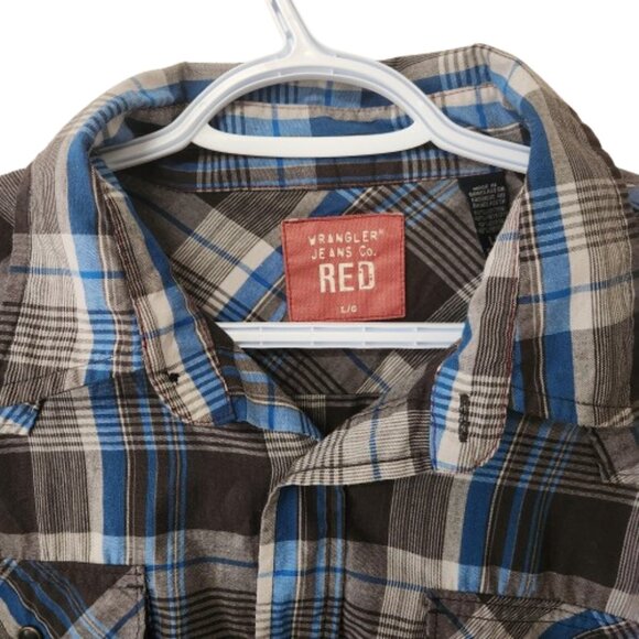 Wrangler Western Plaid Snap Shirt - Black Snaps - Size L - Picture 4 of 5